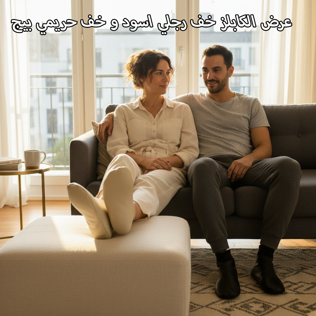 عرض الكابلز خف رجالي اسود +خف بيج حريمي